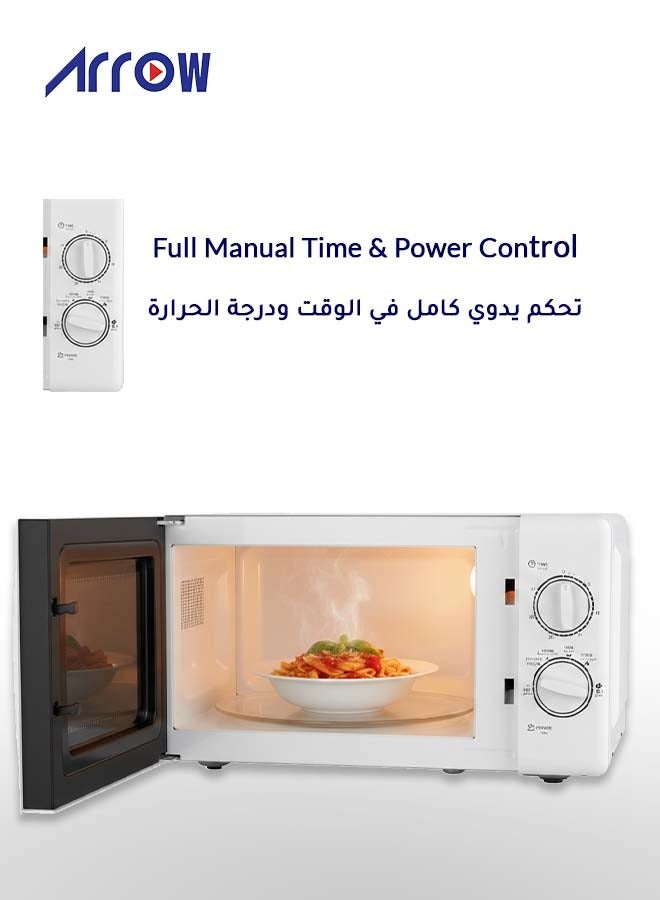 Arrow 20L Mechanical Countertop Microwave Oven, 700W | 5 Power Levels | 2 Years Warranty | Easy-to-Use Mechanical Control | Compact Design for Space Saving | Ideal for Cooking and Heating | Model Name: RO-20MW - Image 3